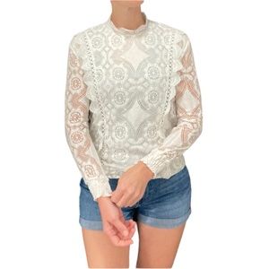 Victorian style lace blouse Edwardian XS White